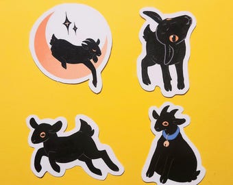 Black Goat Stickers | Witchy Moon Farm Animal Vinyl Decal