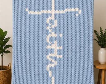 Wrapped in Faith Chunky Knit Blanket Pattern | Customizable Christian Cross Blanket Pattern | DIY Cozy Throw | Instant PDF Download