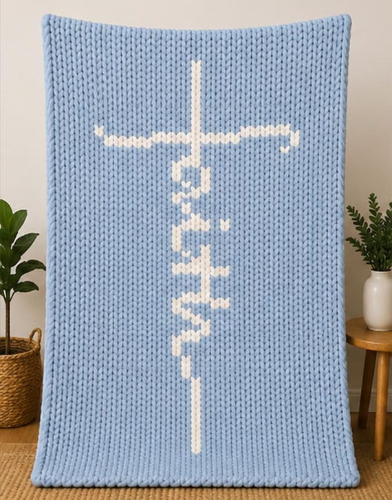 Wrapped in Faith Chunky Knit Blanket Pattern | Customizable Christian Cross Blanket Pattern | DIY Cozy Throw | Instant PDF Download