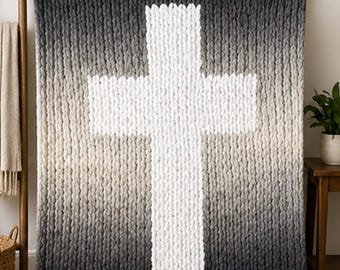 Chunky Hand-Knit Ombre Cross Blanket Pattern