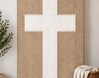 Cozy Cross Chunky Hand-Knit Blanket Pattern | Christian Customizable Pattern | Faith Throw | Digital PDF Download | Easy DIY