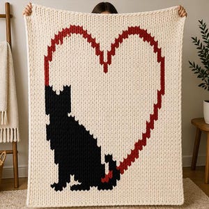 Purrfect Love Chunky Knit Blanket Pattern | Cat Lover Throw | Hand Knit Blanket Pattern | Instant PDF Download