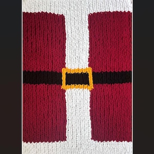 Handgestrickte Grobstrick Decke mit Weihnachtsmann Muster
