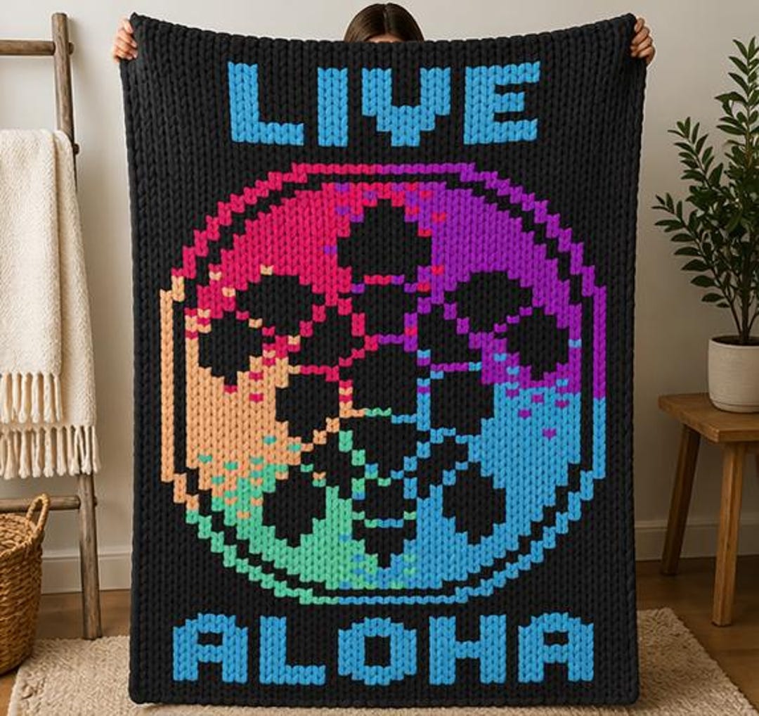 Chunky Sea Turtle Blanket Pattern | "live Aloha" Knit Design | Tropical ...