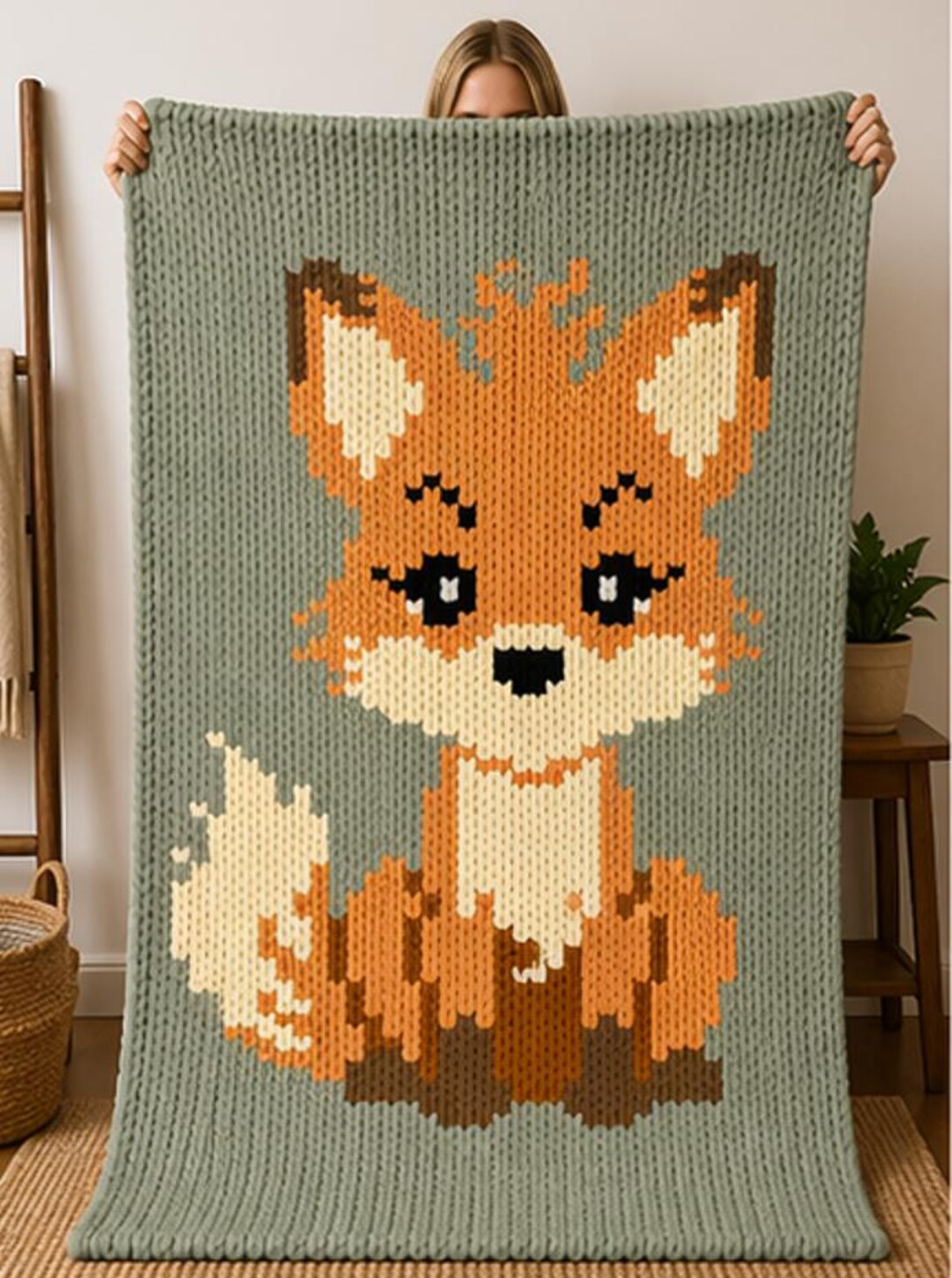 Chunky Fox Blanket Pattern | Woodland Nursery Knit Design | Cute Fox ...