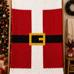 Padrão de manta de Natal grossa tricotada à mão