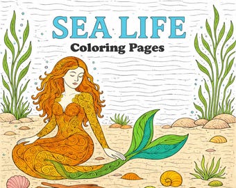 Sea Life Coloring Pages Digital PDF and PNG Instant Download