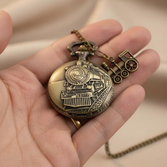 Antique Bronze Train Pocket Watch Necklace Pocket Watch – My Old Kentucky Dinner Train main image 3
