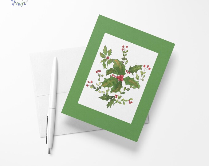 Mistletoe blank inside greeting card, 4.13" x 5.83" - A6 size, watercolor stationary, exclusive Holiday print, limited quantities