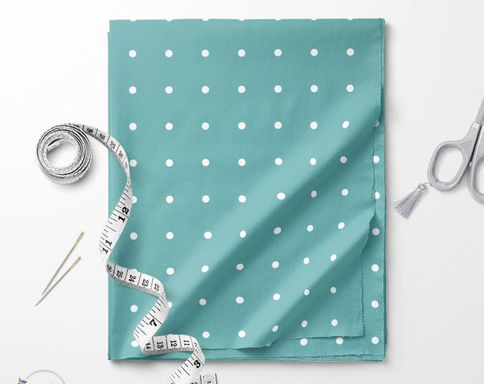 Teal and white Polka dot print fabric / Exclusive print / Polka dot print / Cotton quilting fabric by the yard