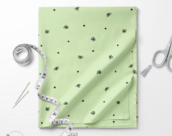 Lime cream and black Ditsy flower print fabric / Exclusive print / Floral print / Cotton quilting fabric by the yard