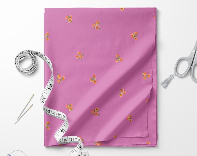Purple and red wildflower ditsy print fabric / Exclusive print / Floral print / Cotton quilting fabric by the yard