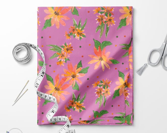 Purple and red wildflower print fabric / Exclusive print / Floral print / Cotton quilting fabric by the yard