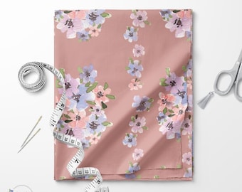 Blush pansy clusters flowers print fabric / Exclusive print / Floral print / Cotton quilting fabric by the yard
