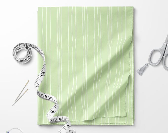 Lime cream and white Wavy stripes print fabric / Exclusive print / Stripes print / Cotton quilting fabric by the yard