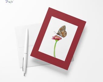 Butterfly (Tiger Tirumala) blank inside greeting card, 4.13" x 5.83" - A6 size, watercolor stationary, exclusive print, limited quantities