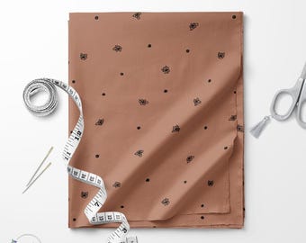 Mocha and black Ditsy flower print fabric / Exclusive print / Floral print / Cotton quilting fabric by the yard