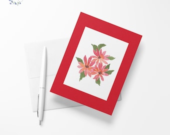 Red wildflowers blank inside greeting card, 4.13" x 5.83" - A6 size, watercolor stationary, exclusive floral print, limited quantities