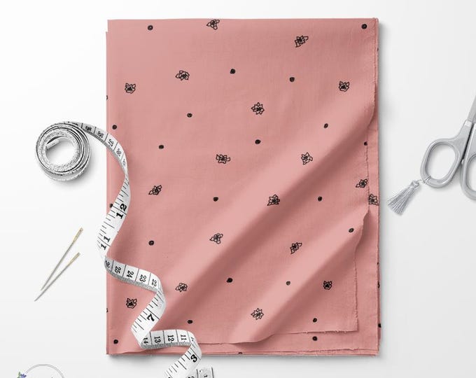 Blush and black Ditsy flower print fabric / Exclusive print / Floral print / Cotton quilting fabric by the yard