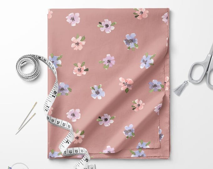 Blush pansy flowers print fabric / Exclusive print / Floral print / Cotton quilting fabric by the yard