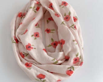 Poppies infinity scarf / Poppy print scarf / Poppy lover gift idea