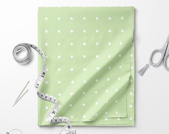 Lime cream and white Polka dot print fabric / Exclusive print / Polka dot print / Cotton quilting fabric by the yard