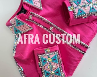 Camisa rosa con verde azulado para espectáculos de Western Rail, equitación, camisa para espectáculos de Rail para mujer, camisa para espectáculos de Western Rail