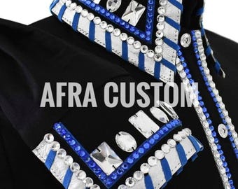 Camisa de exhibición Western negra con azul, equitación, camisa de exhibición para mujer, camisa de exhibición Western