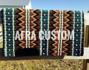 Manta de silla de montar marrón con negro para exhibiciones Western Pleasure de 34 x 42 pulgadas, equitación, manta de silla de montar, manta para exhibiciones Western