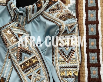 Blue & Gold Western Show Shirt with Matching Pad, Horsemanship