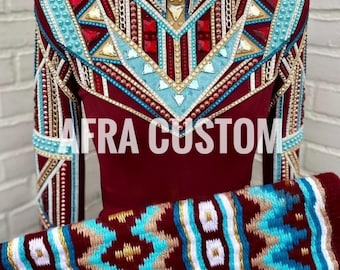 Chaqueta vaquera roja, azul y dorada con protector a juego, equitación, chaqueta vaquera para mujer, chaqueta vaquera