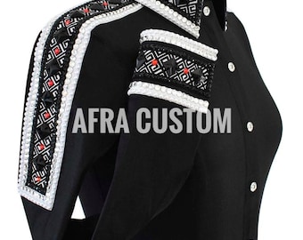 Camisa de exhibición Western negra con blanco y rojo, equitación, camisa de exhibición para mujer, camisa de exhibición Western