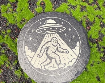 Bigfoot Abduction Slate Coaster