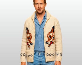 Hand Knitted Fox Cardigan Inspired Hail Mary Ryan Gosling - Wolf