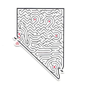 Nevada Maze State Map Sticker | Premium Stanzfolie | 2,25 x 3,25 Zoll | Hand designed | Reno, Elko, Ely, Las Vegas, Carson City