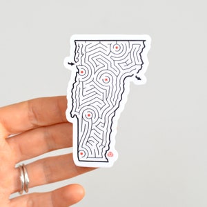 VERMONT Maze State Map Sticker | Premium Die Cut Vinyl | 2 x 3.5 inches | Newport, Burlington, Rutland, Bennington, Montpelier
