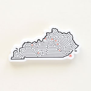 Kentucky Maze State Map Sticker | Premium Die Cut Vinyl | 4 x 2 inches | Owensboro/Bowling Green/Louisville/Lexington/Richmond/Frankfort