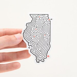 illinois Maze State Karte gestanzte Vinyl-Aufkleber | 5x5cm | Chicago / Springfield / Champaign / Peoria