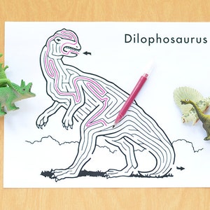 Printable Dinosaur Maze | Dilophosaurus | Hand-Designed Instant Download Activity For Kids