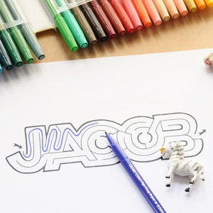 JACOB Name Maze / Instant DOWNLOAD Printable PDF / Personalized Activity for All Ages / Hand-drawn