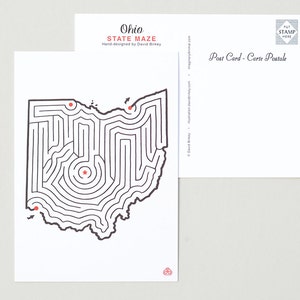 Ohio Maze 5x7" Postcard | Hand Designed by David Birkey | Cincinnati / Cleveland / Columbus / Toledo