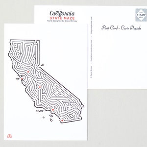 California Maze 5x7&quot; Postcard Print | Hand Designed by David Birkey | San Diego / Los Angeles / San Francisco / Lake Tahoe