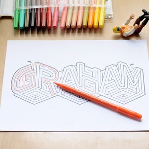 GRAHAM Name Maze / Instant DOWNLOAD Printable PDF / Personalized Activity for All Ages / Hand-drawn