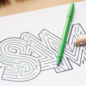 SAM Name Maze / Instant DOWNLOAD Printable PDF / Personalized Activity for All Ages / Hand-drawn