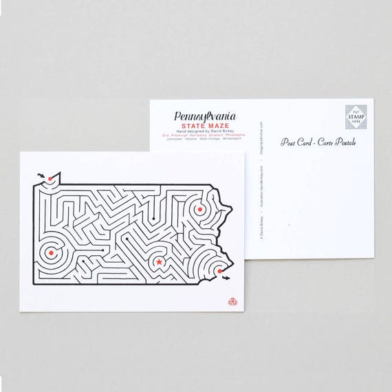 Pennsylvania Maze 5x7 Postcard Hand Designed by David | Etsy