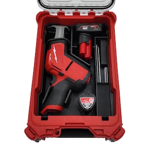 May include: A red and black power tool kit with a reciprocating saw, batteries, and accessories. The kit is housed in a red, durable, and organized carrying case. The saw has the word "FUEL" printed on it.