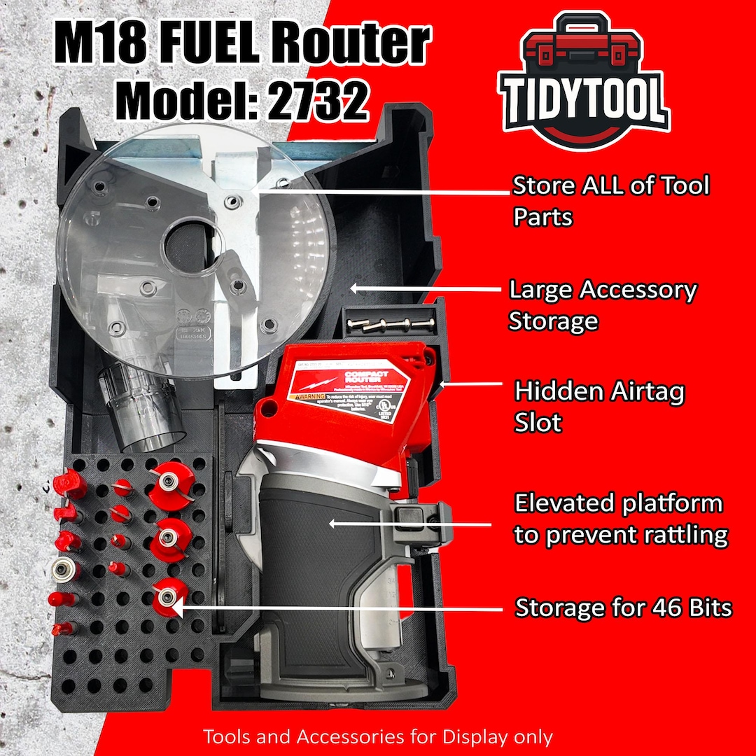 M18 FUEL Router Drawer Insert for Milwaukee Packout 2 & 3 Drawer Tool ...