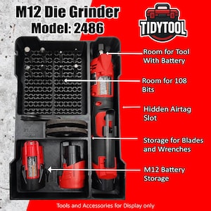 M12 FUEL 1/4" Straight Die Grinder Packout Insert for Compact Organizer (2486-20)