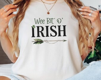 Wee Bit Irish Personalized Shirt, Minimal Shamrock Shirt, Shamrock Shirt, Custom Text Shirt