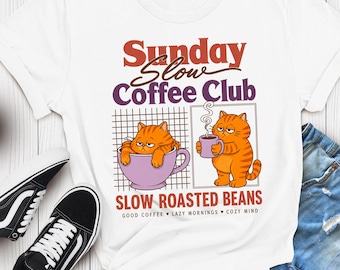 Funny Coffee Shirt, Sunday Slow Coffee Club Shirt, Retro Coffee Lover Gift
